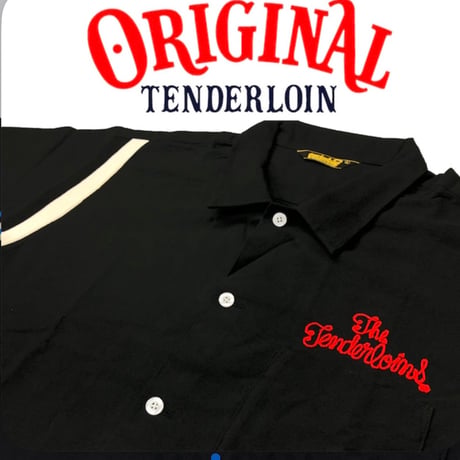 TENDERLOIN BOWLING SHIRTS BLACK RED EMBROIDERY