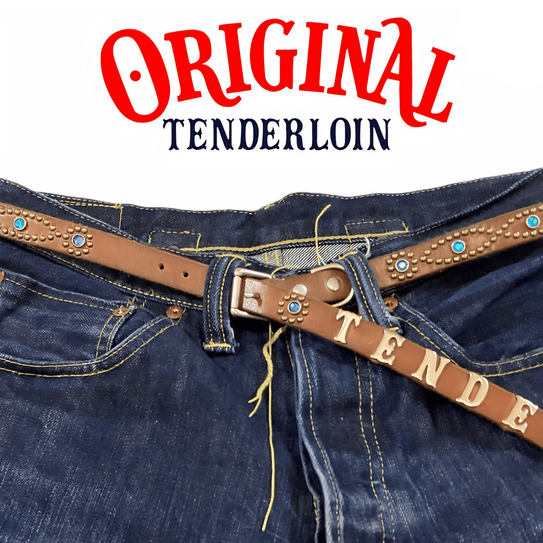 TENDERLOIN】SUPER NARROW STUDS BELT (CAMEL) | O