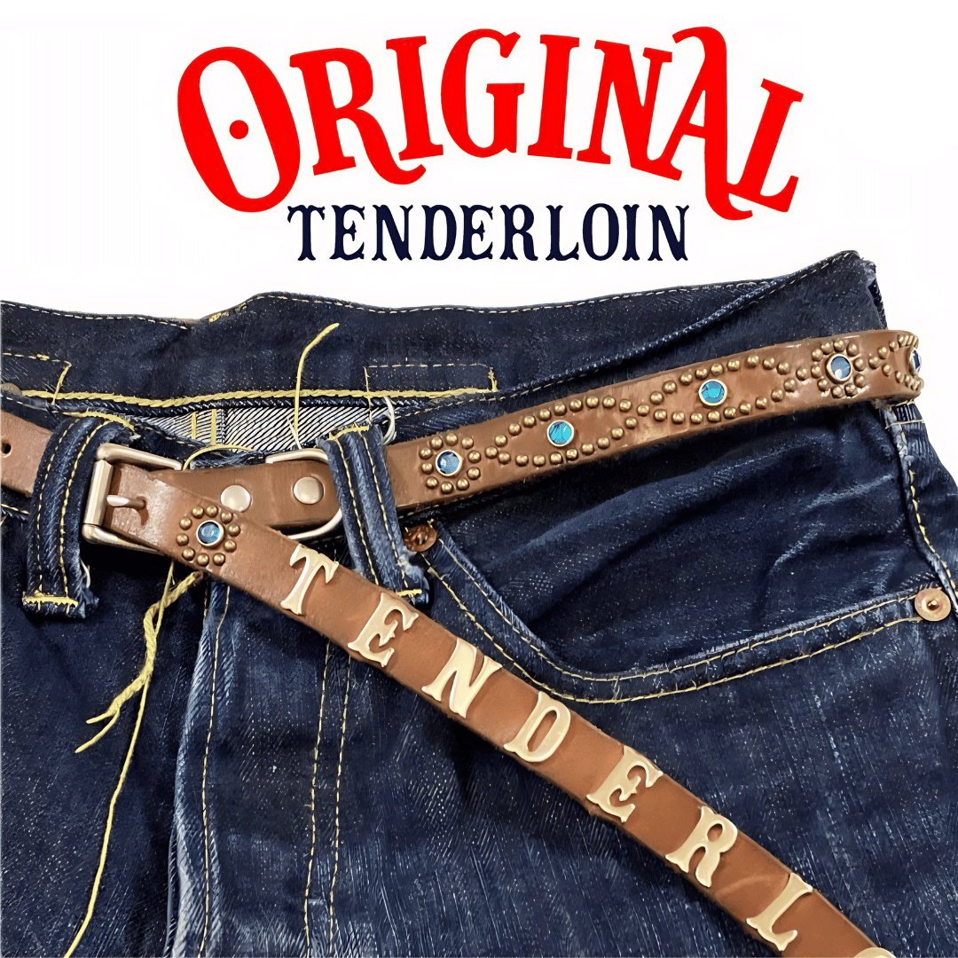 TENDERLOIN】SUPER NARROW STUDS BELT (CAMEL) | O