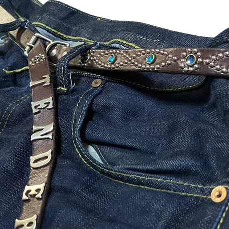 TENDERLOIN Super Narrow STUDS BELT DARK BROWN