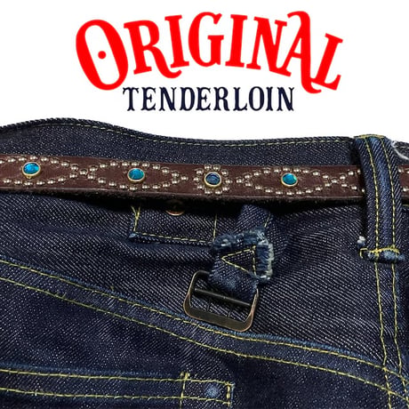 TENDERLOIN Super Narrow STUDS BELT DARK BROWN