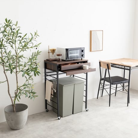 Taupe ゴミ箱上レンジラック ロータイプ