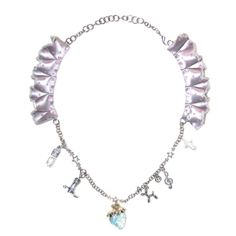 Noir Frill Charm Necklace - white