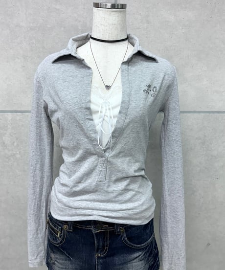 y2k layered collar top