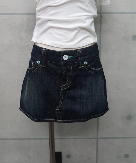 indigo denim mini skirt
