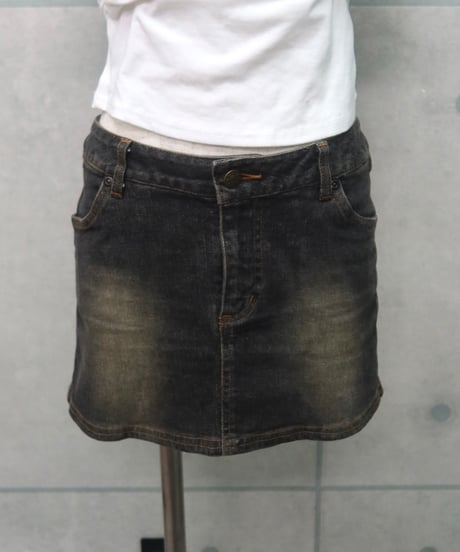 y2k dark wash denim skirt