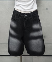 black washed denim half pants