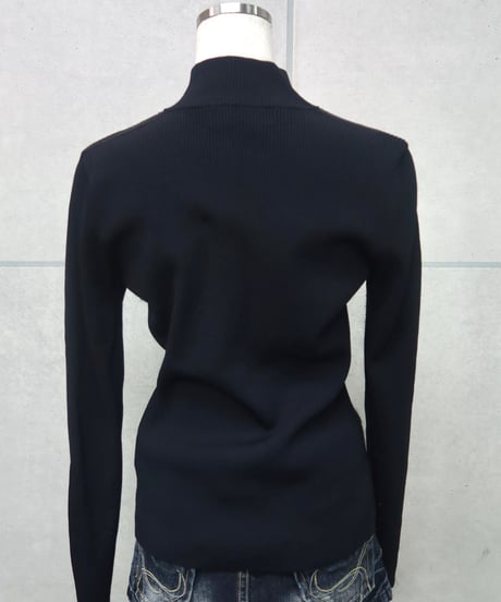 black knit zip top
