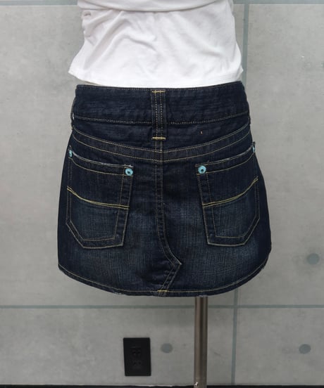 indigo denim mini skirt