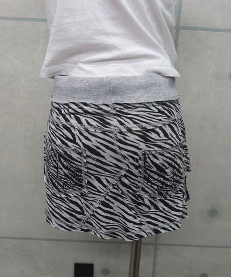 y2k zebra sweat mini skirt
