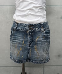 y2k paint splatter denim mini skirt