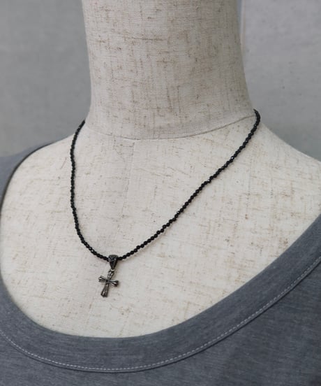 black beaded cross necklace