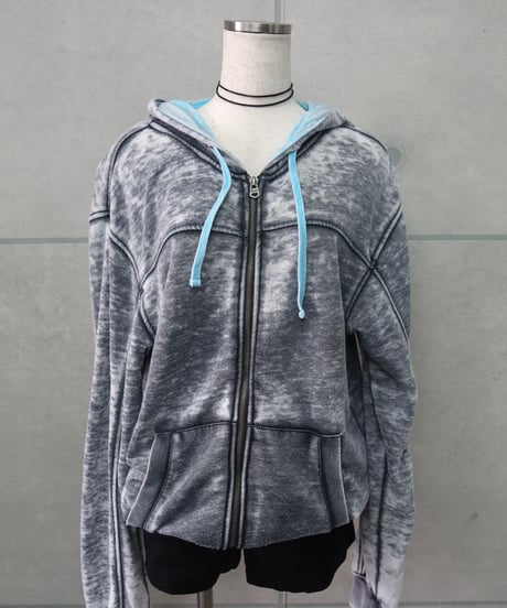 acid wash zip hoodie