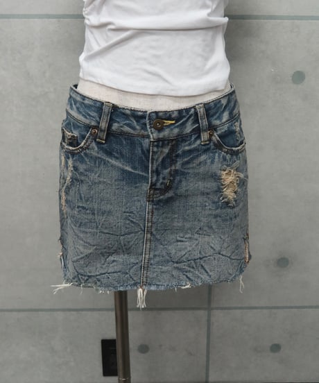y2k wash denim mini skirt