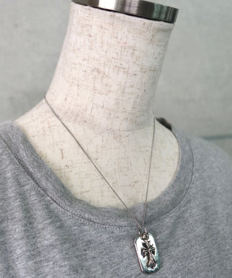 silver cross tag necklace