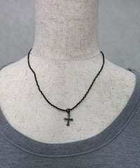 black beaded cross necklace