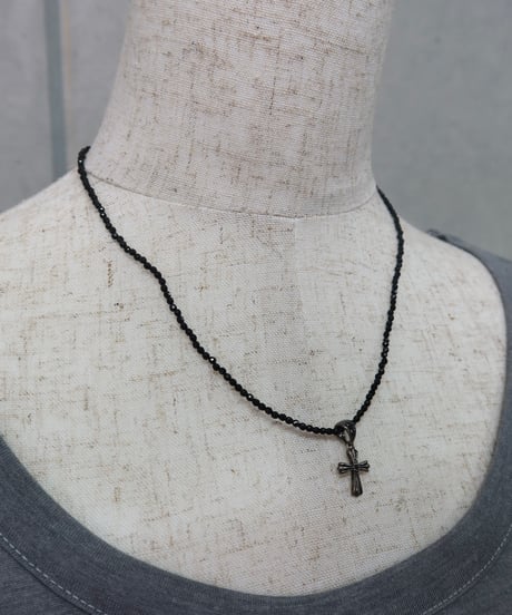 black beaded cross necklace