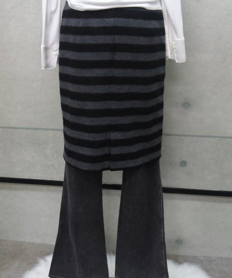 striped knee length skirt
