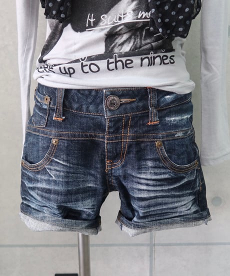 y2k washed short denim