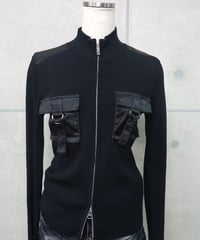black knit zip top