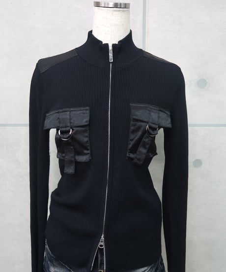 black knit zip top
