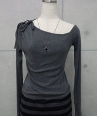 gray off shoulder top