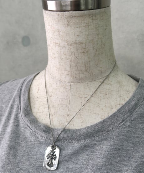 silver cross tag necklace