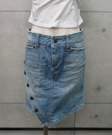 y2k asymmetrical denim mini skirt