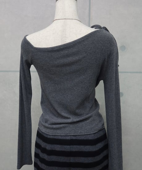 gray off shoulder top