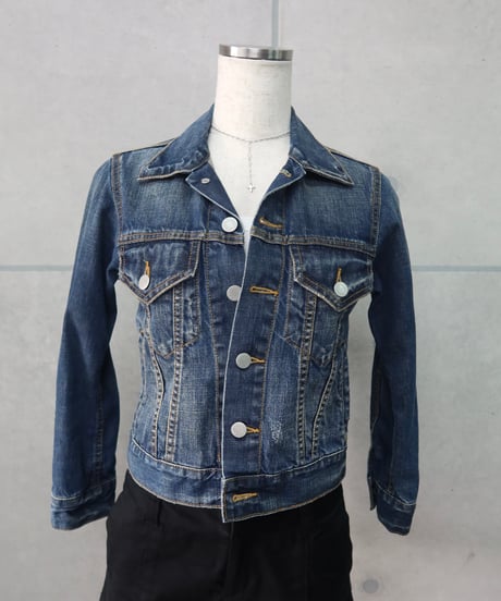 cropped dark blue denim jacket