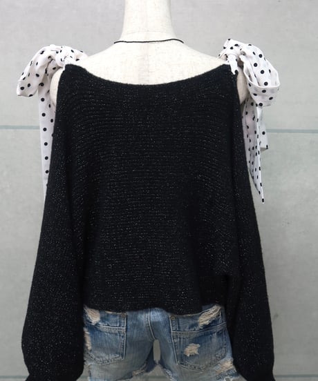 glitter shoulder knit top