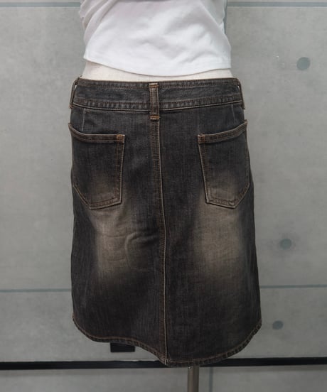 vintage distressed denim skirt