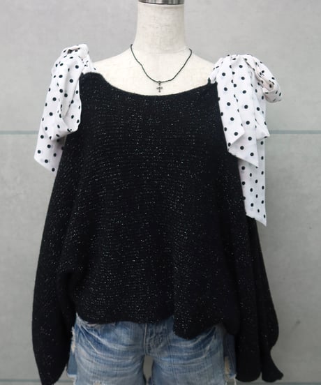 glitter shoulder knit top