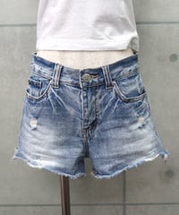 light wash denim shorts
