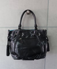 black stitched handbag