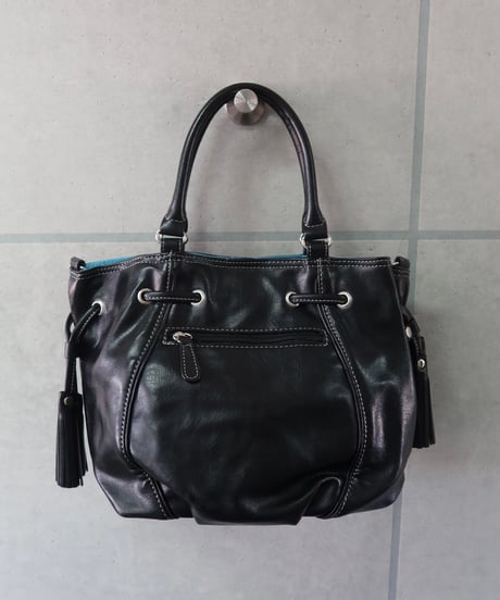black stitched handbag