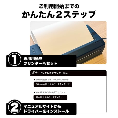 A4サイズ感熱式（サーマル）プリンターSen本体＋専用ラベル用紙300シートセット