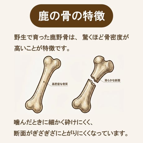 天然鹿骨ジャーキー 500g程度 無添加 犬用おやつ 【DEAR DEER】
