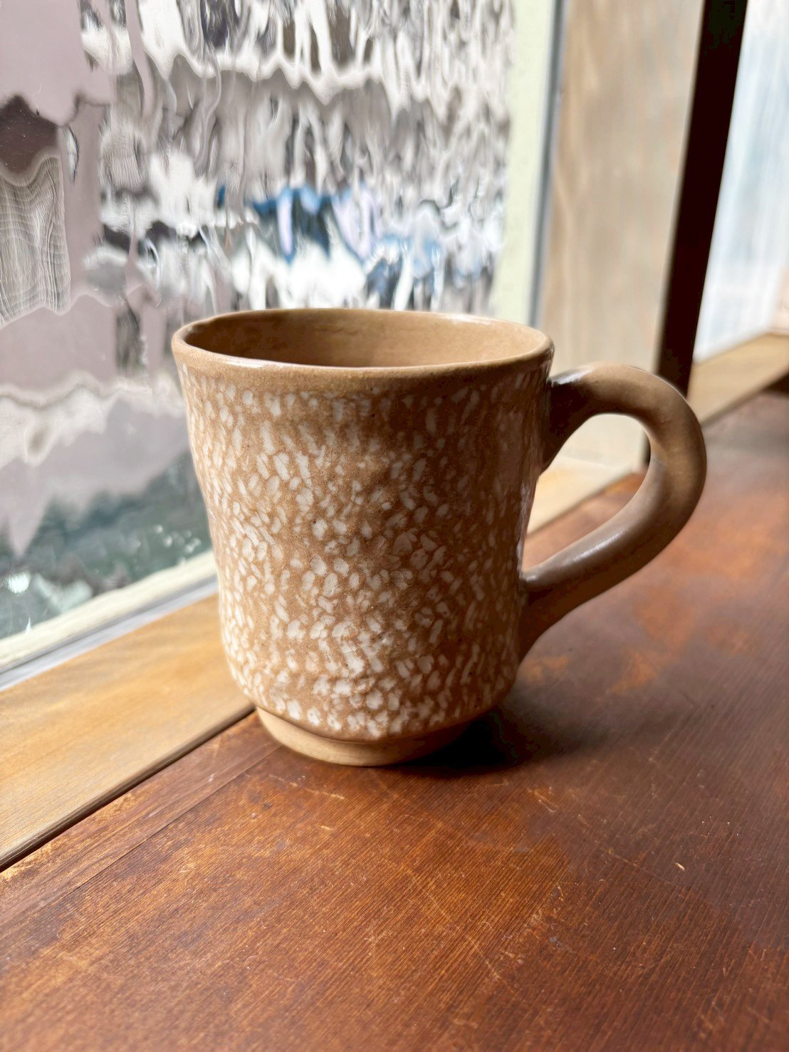 森田隆太郎 作｜手作り陶器マグカップ｜ブラウン釉・斑模様｜陶器お皿