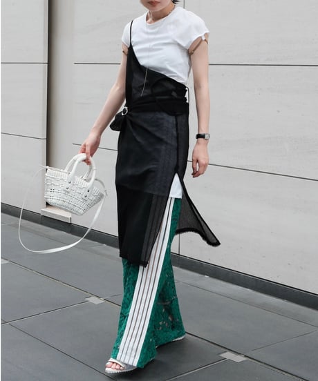 Green Side Stripe Lace Wide Pants