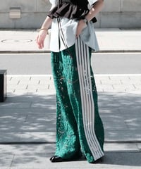 Green Side Stripe Lace Wide Pants