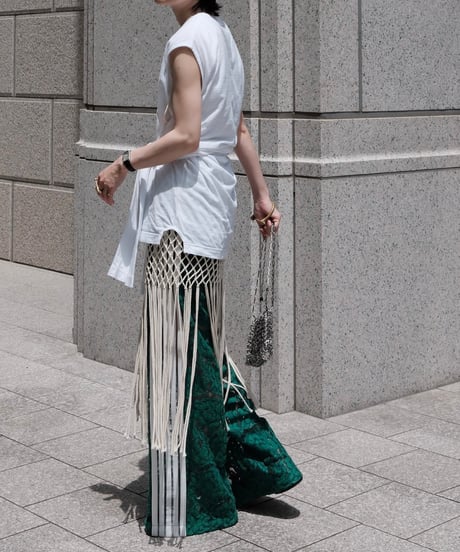 Green Side Stripe Lace Wide Pants