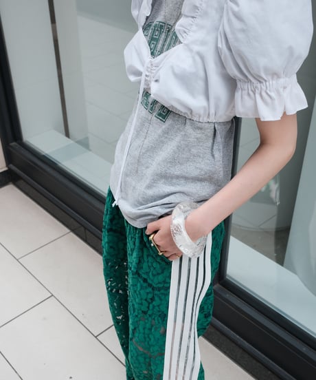 Green Side Stripe Lace Wide Pants