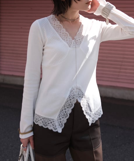 Lace Trimmed Eyelet Top