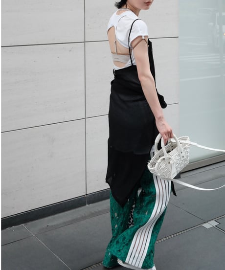 Green Side Stripe Lace Wide Pants