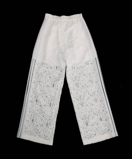White Side Stripe Lace Wide Pants