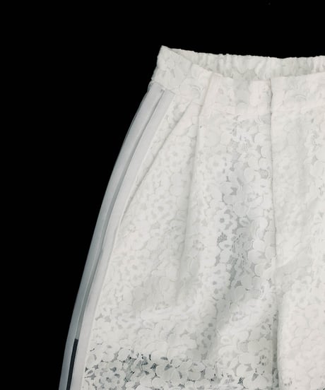 White Side Stripe Lace Wide Pants