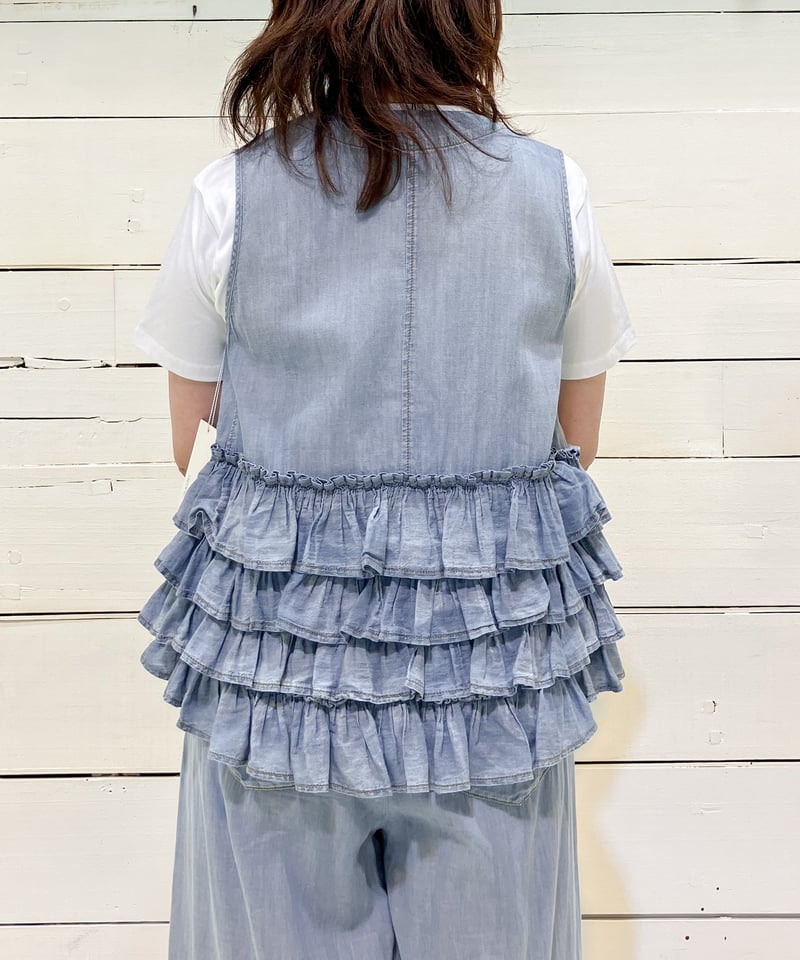 ayane ジレ デニム 新品 フリル ベスト ayane ジレ デニム 新品 フリル ベスト ayane ジレ デニム 新品 フリル