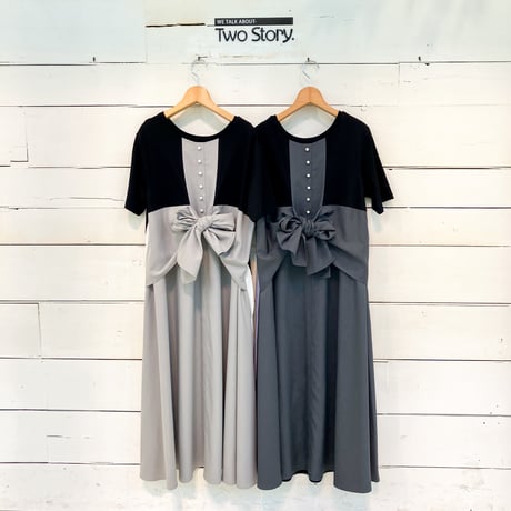 【GALENA】 バイカラーバックリボンワンピース【70060-7105】