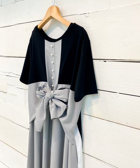 【GALENA】 バイカラーバックリボンワンピース【70060-7105】